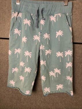 Kids' Mint Palm-Print Drawstring Shorts by
